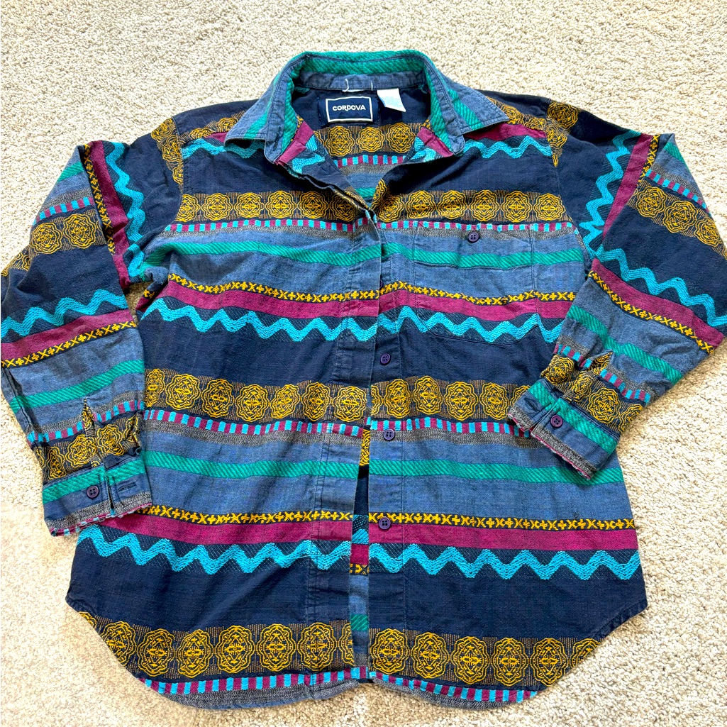 Cordova Vintage Medium Button Down Long Sleeve Shirt Abstract